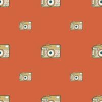 Photo camera vintage seamless pattern. Retro photo cameras design. Repeated texture in doodle style. vector