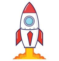 rocket ship launch flat vector