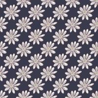 Decorative seamless pattern with simple style daisy flowers silhouettes. Navy blue background. Nature print. vector