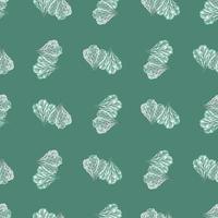 Seamless pattern bunch mangold salad on turquoise background. Abstract ornament with lettuce. vector