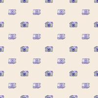 Photo camera vintage seamless pattern. Retro photo cameras design. Repeated texture in doodle style. vector