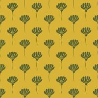 Abstrct botanic nature seamless pattern with hand drawn flower silhouettes print. Pale yellow background. vector