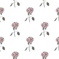 Decorative seamless pattern with doodle pink hydrangea flower ornament. White background. vector