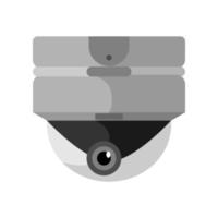 Round and long CCTV camera on white backdrop. Equipment surveillance for protection, safety and watching style flat design. vector
