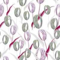 patrón floral decorativo sin costuras con elementos de flores de tulipán al azar en tonos pastel. telón de fondo aislado. vector