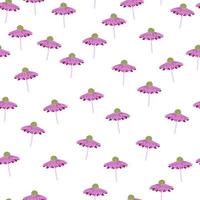 Random isolated lilac gerbera flowers elements seamless doodle pattern. White background. vector