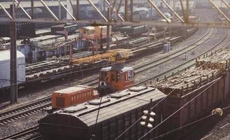 railway depot with freight trains photo