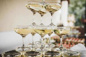 pyramid of wine glasses photo