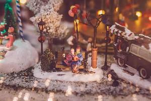 tradicional pueblo navideño en miniatura foto