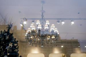 window with a royal chandelier photo