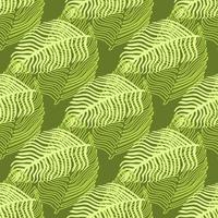 Abstract palm leaf seamless pattern with hand drawn foliage print. Simple Jungle background. Vector illustration for seasonal textile prints.