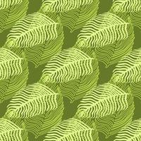 Abstract palm leaf seamless pattern with hand drawn foliage print. Simple Jungle background. Vector illustration for seasonal textile prints.