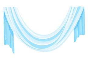 Blue drapery isolated on white background. Drape for cloth design in flat style. vector