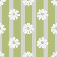 Chamomile pattern seamless in freehand style. Spring flowers on colorful background. Vector illustration for textile.