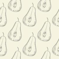 Hand drawn pears slice seamless pattern. Pear fruit wallpaper. vector