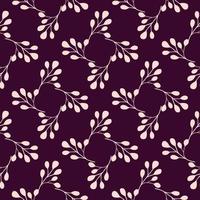 Geometric style white eucalyptus leaf elements seamless pattern. Bright purple background. Tropic foliage. vector