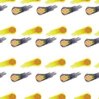 Meteor shower seamless pattern. Hand drawn comets fly background. vector