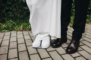 Fashionable wedding couple photo