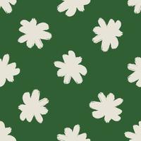 Abstract seamless pattern with simple flower elements ornament. Scrapbook backdrop with green background. vector
