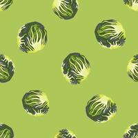 Seamless pattern Radicchio salad on bright background. Simple ornament with green lettuce. vector