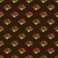 Seamless pattern lola rosa salad on brown background. Simple ornament with lettuce. vector
