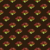 Seamless pattern lola rosa salad on brown background. Simple ornament with lettuce. vector