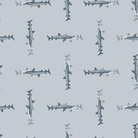 Reef shark seamless pattern in scandinavian style. Marine animals background. Vector illustration for children funny textile.