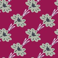 Seamless pattern with hand drawing wild flowers on bright pink background. Vector floral template in doodle style. Gentle summer botanical texture.