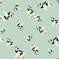 Seamless pattern cow on mint background. Texture of farm animals for any purpose. vector