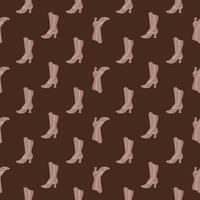 Beige woman style boots seamless pattern. Cartoon fashion print with brown background. vector