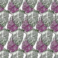 Palm leaf seamless pattern with hand drawn in line tropical print. Modern nature background. Vector illustration for seasonal textile.
