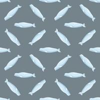 Seamless pattern Beluga on gray background. Template of cartoon character of ocean for children. vector