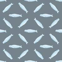 Seamless pattern Beluga on gray background. Template of cartoon character of ocean for children. vector