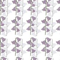 Bloom seamless pattern with pastel purple meadow flowers ornament. Isolated doodle artwork. Hand drawn print. vector