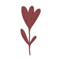 Brown flower isolated on white background. Botanical sketch hand drawn in style doodle. vector