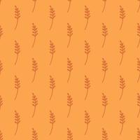 patrón vintage sin costuras en estilo dibujado a mano con adorno de ramas. fondo de color naranja. impresión de campo. vector