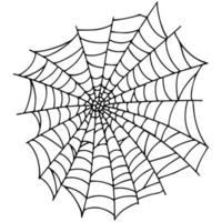 Spider web isolated on white background. Spooky cobwebs. Outline vector illustration.