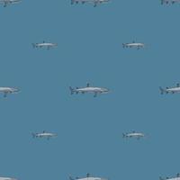 Reef shark seamless pattern in scandinavian style. Marine animals background. Vector illustration for children funny textile.