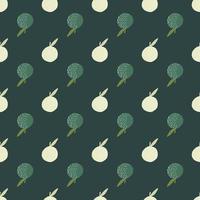 Abstract food seamess pattern with green and white apple ornament. Dark turquoise background. vector