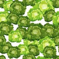 Seamless pattern Butterhead salad on white background. Modern ornament with lettuce. vector