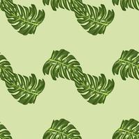 Monstera leaf seamless pattern with hand drawn tropical print. Modern nature background. Vector illustration for seasonal textile .