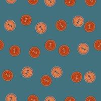 Coins seamless pattern. Hand drawn background from money. vector