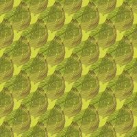 Abstract palm leaf seamless pattern with hand drawn foliage print. Simple Jungle background. Vector illustration for seasonal textile prints.