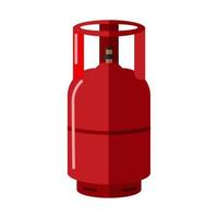 cilindro de gas aislado sobre fondo blanco. botella de propano rojo con contenedor de icono de asa en estilo plano. almacenamiento de combustible de bote contemporáneo vector