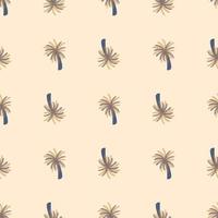 Minimalistic seamless pattern with simple hand drawn palm tree beach ornament. Pastel pink background. vector