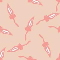 Pastel tones seamless pattern with abstract leaf silhouettes contoured print. Light background. Doodle backdrop. vector