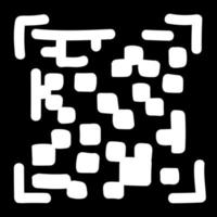 QR - Code isolated on black background. Universal Product Scan Code in doodle style. vector