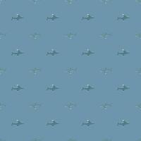 Oceanic whitetip shark seamless pattern in scandinavian style. Marine animals background. Vector illustration for children funny textile.