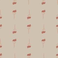 Seamless pattern in minimalistic style with doodle yarrow ornament. Pale pink background. Botany backdrop. vector