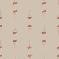 Seamless pattern in minimalistic style with doodle yarrow ornament. Pale pink background. Botany backdrop. vector